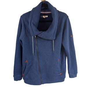 Roxy Asymmetrical Zip Cowl Neck Hoodie L Blue Coastal Beachy Surf Granola Girl